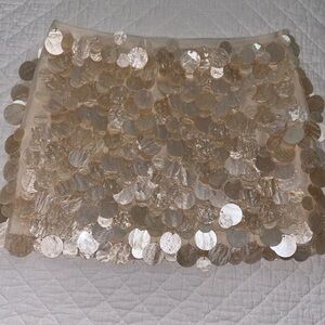 White Fox Boutique Cream Sequin Mini Skirt